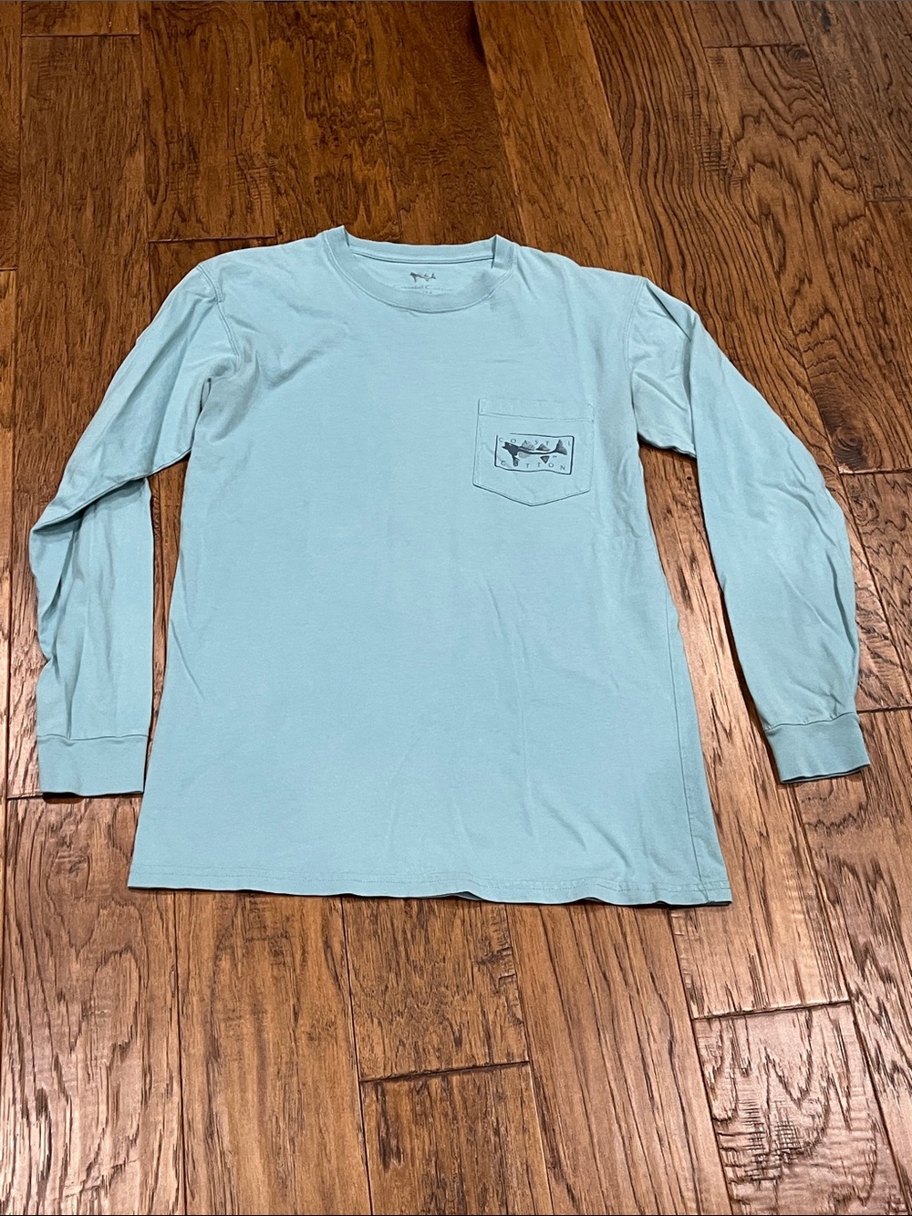 Men's Long-Sleeve Pocket Tee in Light Blue